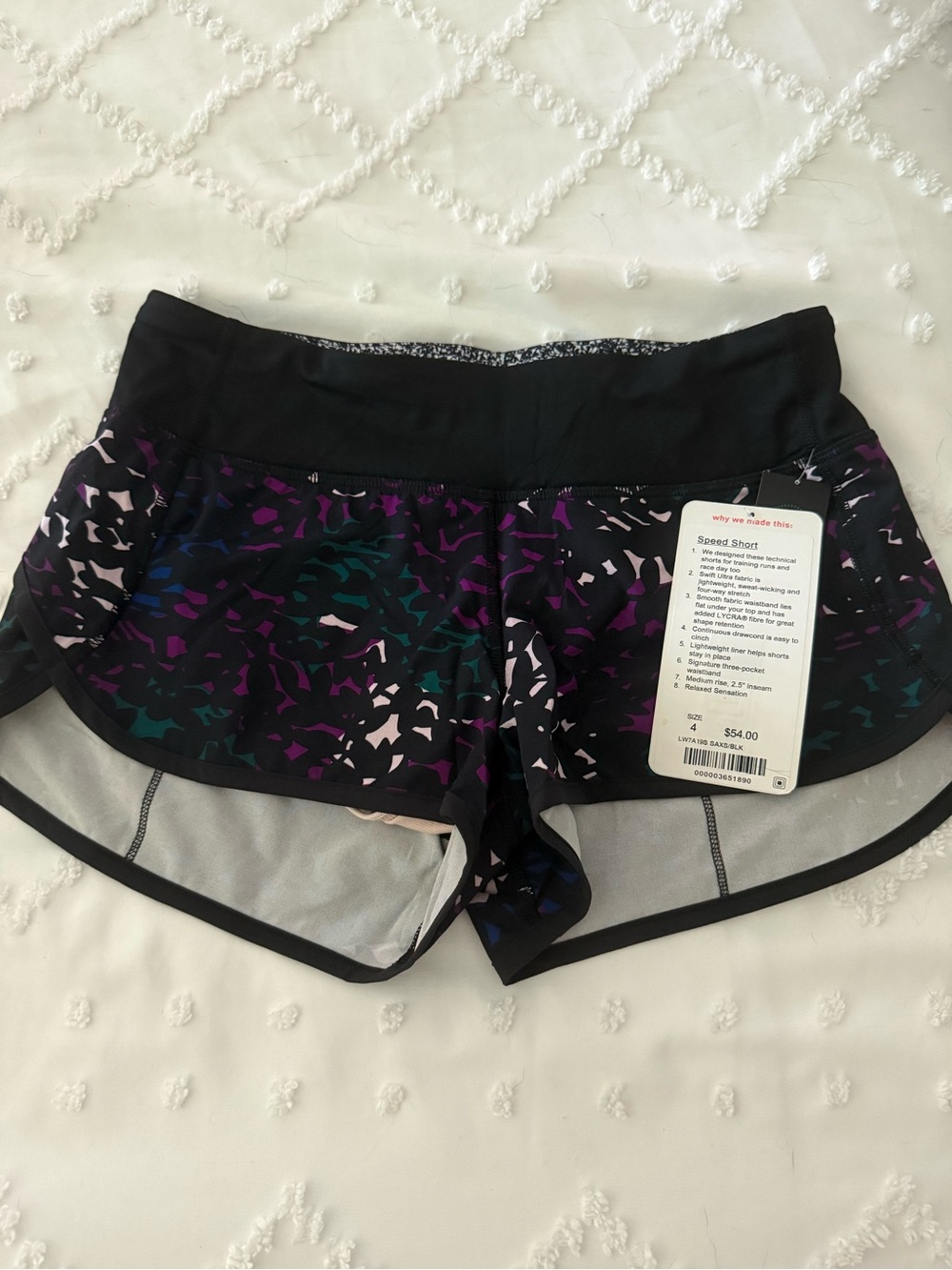 lululemon athletica Black Abstract Multi-Color Speed Shorts